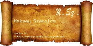 Maksay Szabolcs névjegykártya